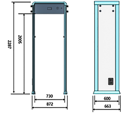 中安YJY-512LT-F測(cè)溫人臉安檢門尺寸參數(shù)